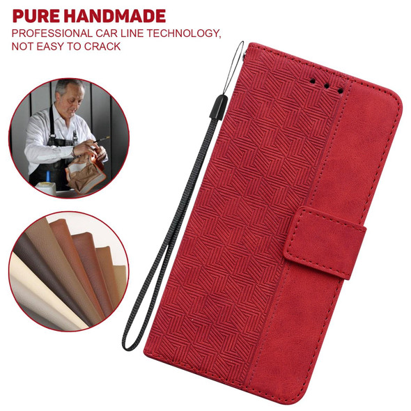 OPPO Realme C21Y Geometric Embossed Leather Phone Case(Red)