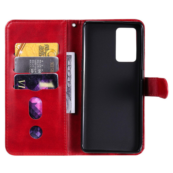 OPPO Reno6 Pro 5G Fashion Calf Texture Zipper Horizontal Flip Leather Case with Holder & Card Slots & Wallet(Red)