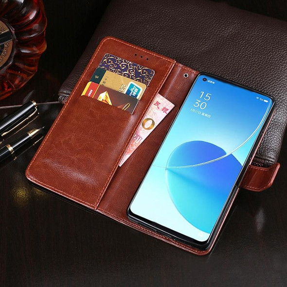 OPPO Reno6 Pro 5G idewei Crazy Horse Texture Horizontal Flip Leather Case with Holder & Card Slots & Wallet(Black)