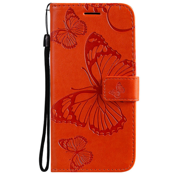 OPPO Realme 8 Pro / Realme 8 Pressed Printing Butterfly Pattern Horizontal Flip PU Leather Case with Holder & Card Slots & Wallet & Lanyard(Orange)