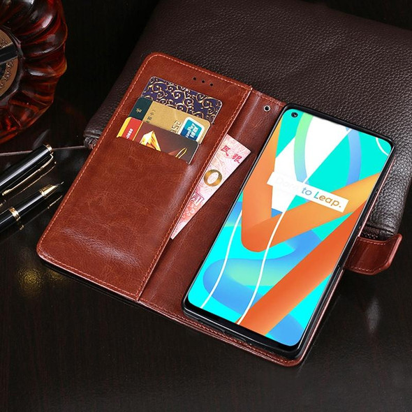OPPO Realme 8 5G idewei Crazy Horse Texture Horizontal Flip Leather Case with Holder & Card Slots & Wallet(Brown)