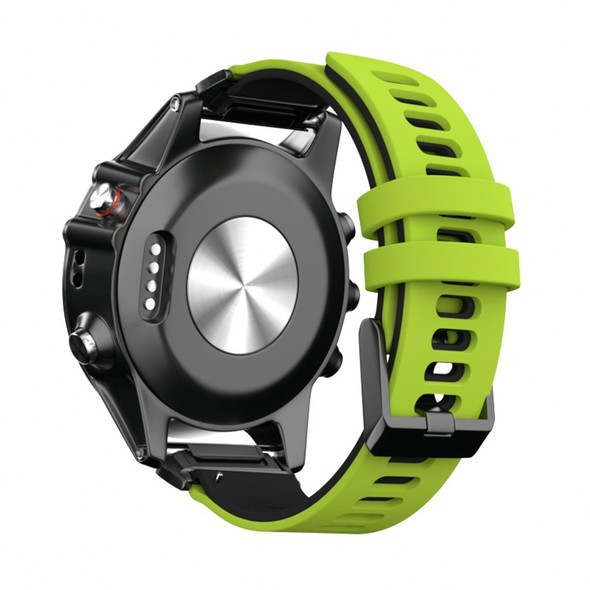 Garmin Fenix 6X Two-color Silicone Quick Release Watch Band(Lime Green Black)