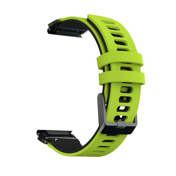 Garmin Fenix 6X Two-color Silicone Quick Release Watch Band(Lime Green Black)