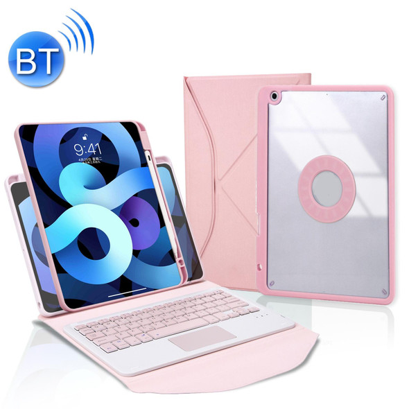 Z102B-A Pen Slot Touchpad Bluetooth Keyboard Leather Tablet Case - iPad 10.2 2021/2020/2019(Pink)