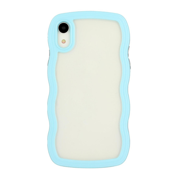 Candy Color Wave TPU Clear PC Phone Case - iPhone XR(Blue)