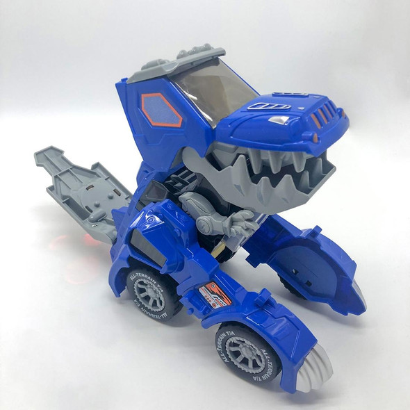 HG-882 Electric Dinosaur Deformation Car Toy Universal Light Music Toy (Blue)