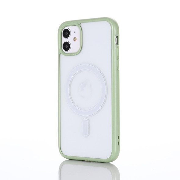 2 in 1 Colorful Frame Transparent Magnetic Phone Case - iPhone 14(Green)