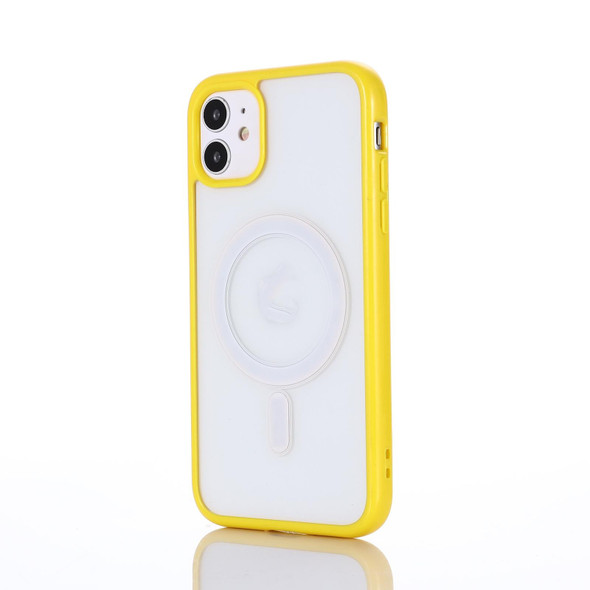 2 in 1 Colorful Frame Transparent Magnetic Phone Case - iPhone 14 Pro(Yellow)