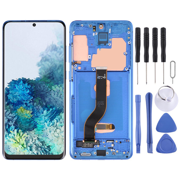 Original LCD Screen and Digitizer Full Assembly with Frame for Samsung Galaxy S20+ 5G SM-G986B/G985(Dark Blue)