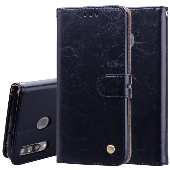 Business Style Oil Wax Texture Horizontal Flip Leatherette Case for Galaxy M30, with Holder & Card Slots & Wallet (Black)