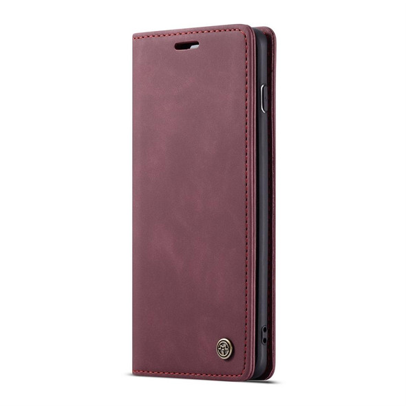 CaseMe-013 Multifunctional Retro Frosted Horizontal Flip Leatherette Case for Galaxy S10, with Card Slot & Holder & Wallet (Wine Red)