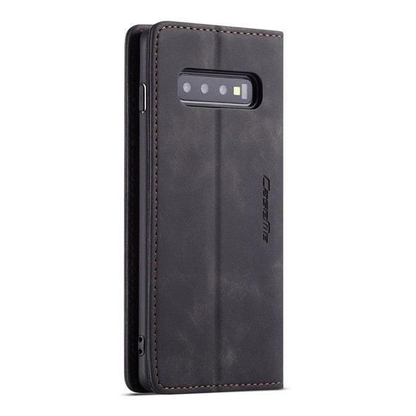 CaseMe-013 Multifunctional Retro Frosted Horizontal Flip Leatherette Case for Galaxy S10 Plus, with Card Slot & Holder & Wallet (Black)