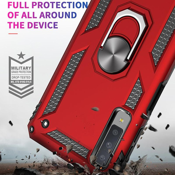 Sergeant Armor Shockproof TPU + PC Protective Case for Galaxy A7 2018, with 360 Degree Rotation Holder (Silver)