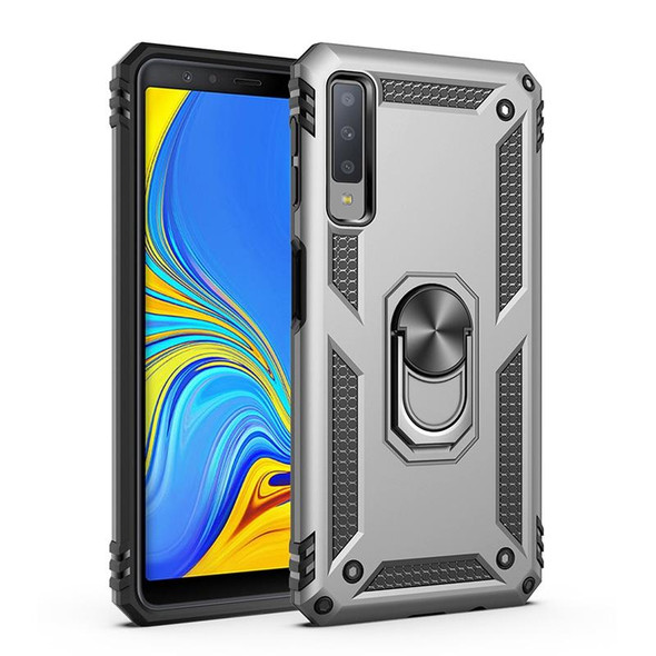 Sergeant Armor Shockproof TPU + PC Protective Case for Galaxy A7 2018, with 360 Degree Rotation Holder (Silver)