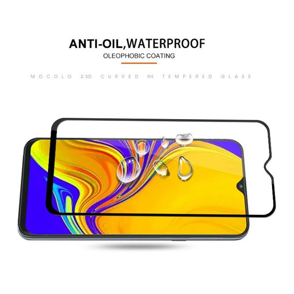 mocolo 0.33mm 9H 2.5D Full Glue Silk Print Tempered Glass Film for Galaxy A30 / A50 / M30, Support Fingerprint Unlock(Black)