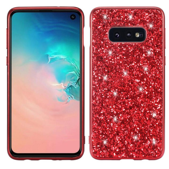 Glitter Powder Shockproof TPU Protective Case for Galaxy S10+ (Red)