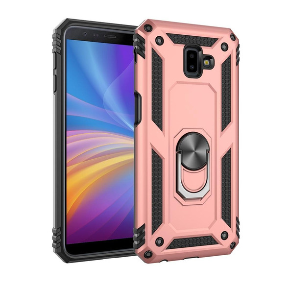 Armor Shockproof TPU + PC Protective Case for Galaxy J6 Plus, with 360 Degree Rotation Holder(Rose Gold)