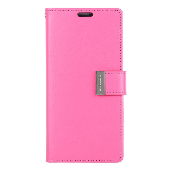 GOOSPERY RICH DIARY PU + TPU Crazy Horse Texture Horizontal Flip Leather Case for Galaxy S10, with Card Slots & Wallet & Photo frame (Magenta)