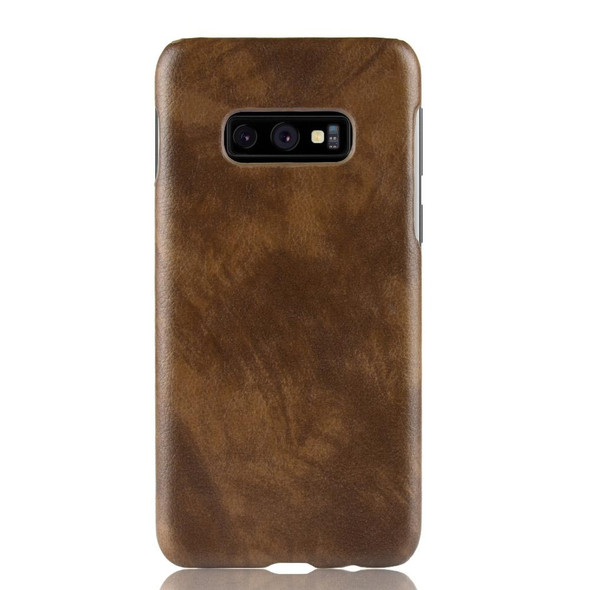 Shockproof Litchi Texture PC + PU Case for Galaxy S10e(Brown)