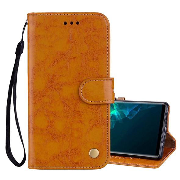Business Style Oil Wax Texture Horizontal Flip Leatherette Case, with Holder & Card Slots & Wallet - Galaxy Note9(Brown)