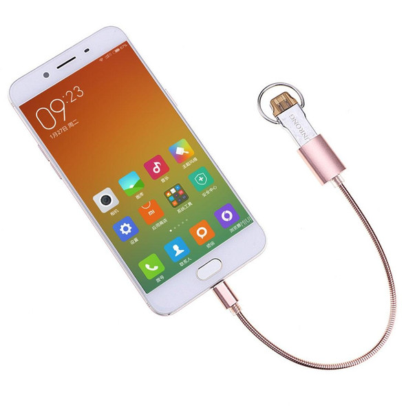 24cm 2A Micro USB to USB Aluminum Alloy Hose OTG Adapter Data Charging Cable with USB-C / Type-C Connector(Rose Gold)