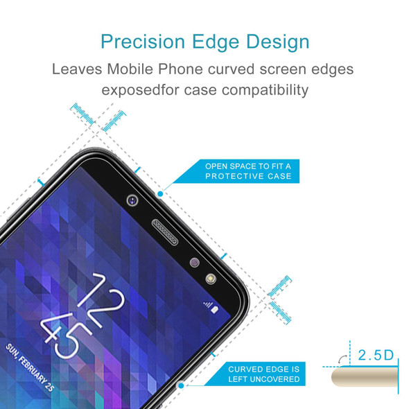 100 PCS 0.26mm 9H 2.5D Tempered Glass Film for Galaxy A6 (2018)