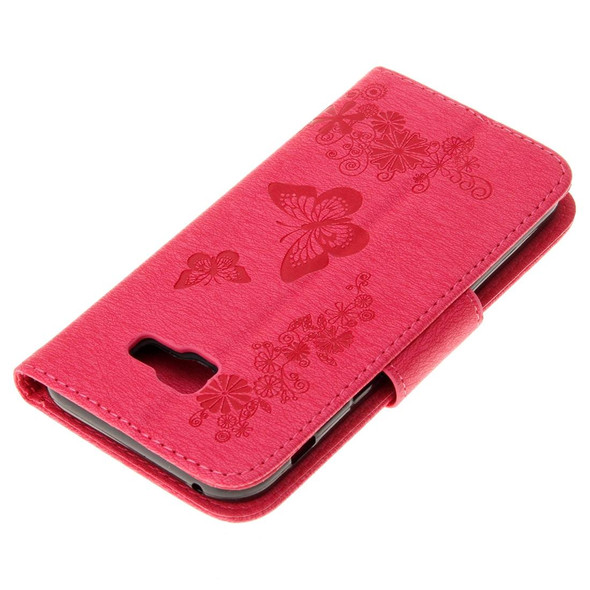 Galaxy A5 (2017) / A520 Butterflies Embossing Horizontal Flip Leather Case with Holder & Card Slots & Wallet & Lanyard (Red)