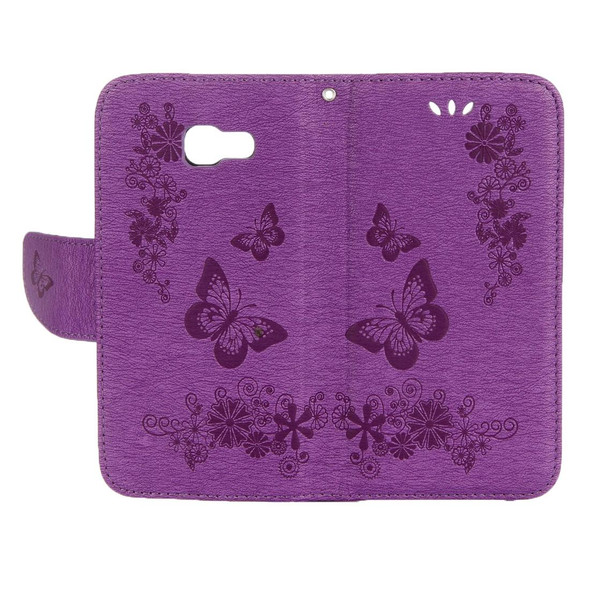 Galaxy A7 (2017) / A720 Butterflies Embossing Horizontal Flip Leather Case with Holder & Card Slots & Wallet & Lanyard (Purple)