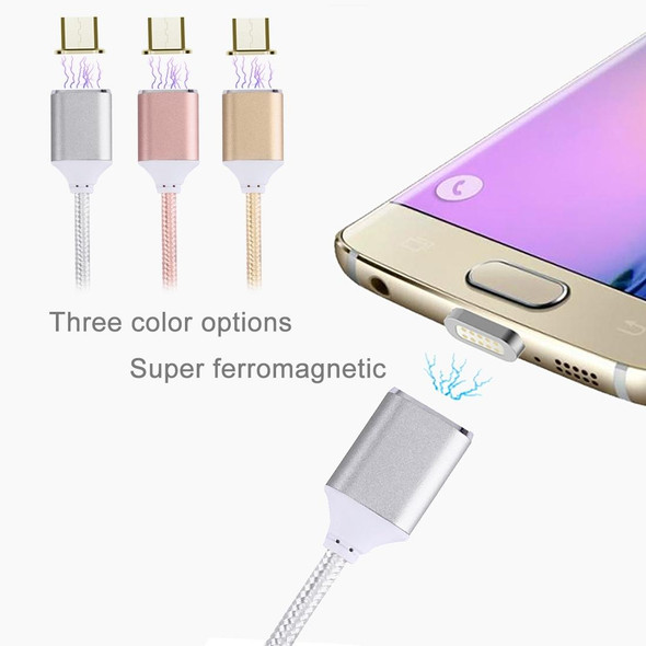 1M Woven Style 2.4A Micro USB to USB Data Sync Charging Cable Intelligent Metal Magnetism Cable, - Samsung, HTC, Sony, Huawei, Xiaomi, Meizu and other Android Devices(Gold)