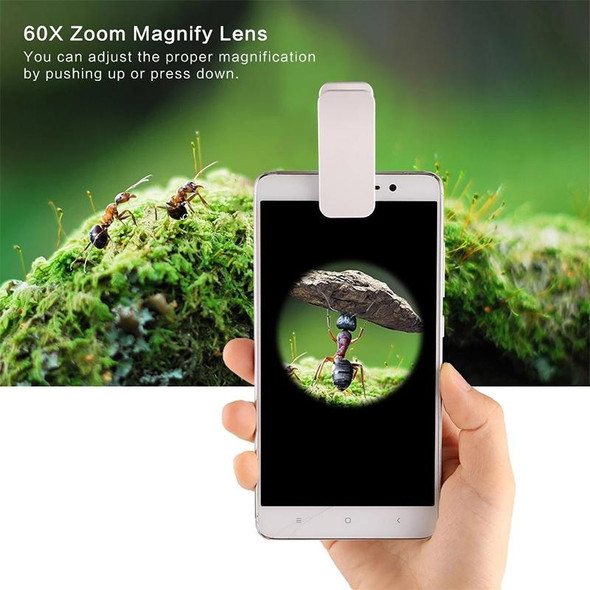 60X Zoom Digital Mobile Phone Microscope Magnifier with LED Light & Clip for Galaxy Note III / N9000 / i9500 / iPhone 5 & 5S & 5C