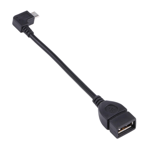 90 Degree Micro USB Male to USB 2.0 AF Adapter Cable with OTG Function - Galaxy / Nokia / LG / BlackBerry / HTC One X /Amazon Kindle / Sony Xperia etc. (13cm)(Black)