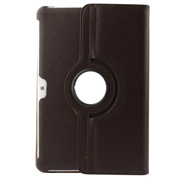 360 Degree Rotatable Litchi Texture Leatherette Case with Holder for Galaxy Tab 2 (10.1) / P5100(Brown)
