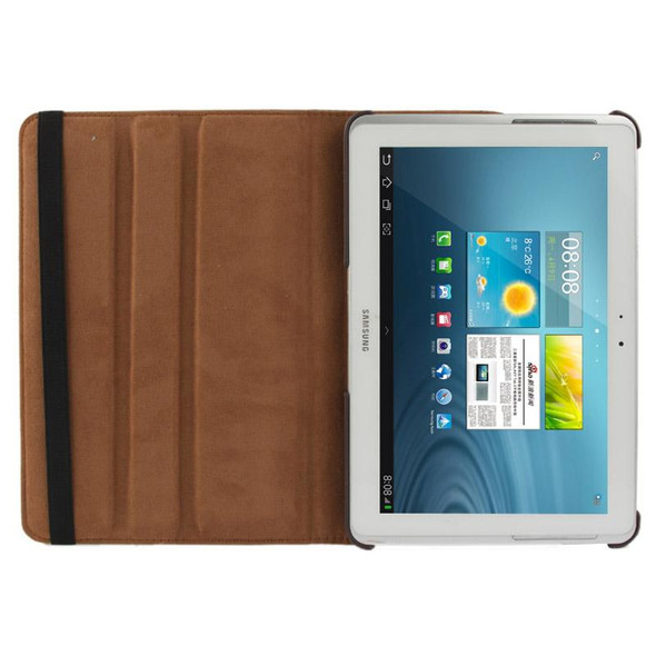 360 Degree Rotatable Litchi Texture Leatherette Case with Holder for Galaxy Tab 2 (10.1) / P5100(Brown)