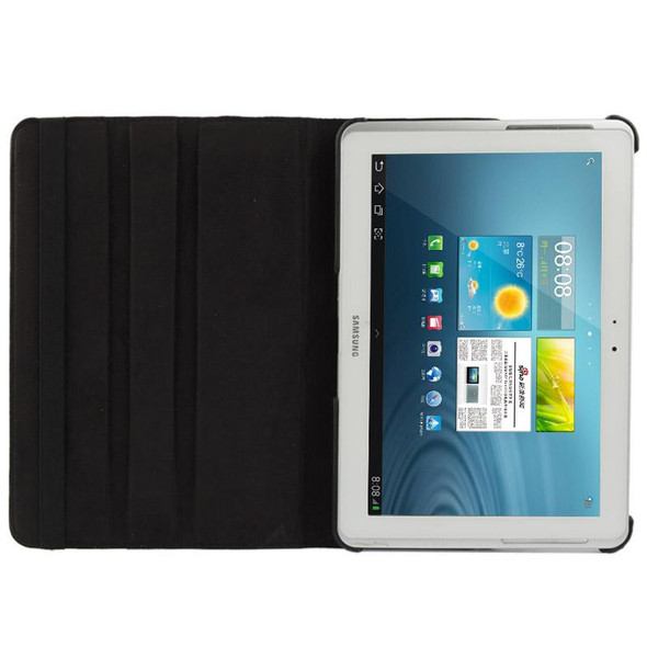 360 Degree Rotatable Litchi Texture Leatherette Case with Holder for Galaxy Tab 2 (10.1) / P5100(Black)