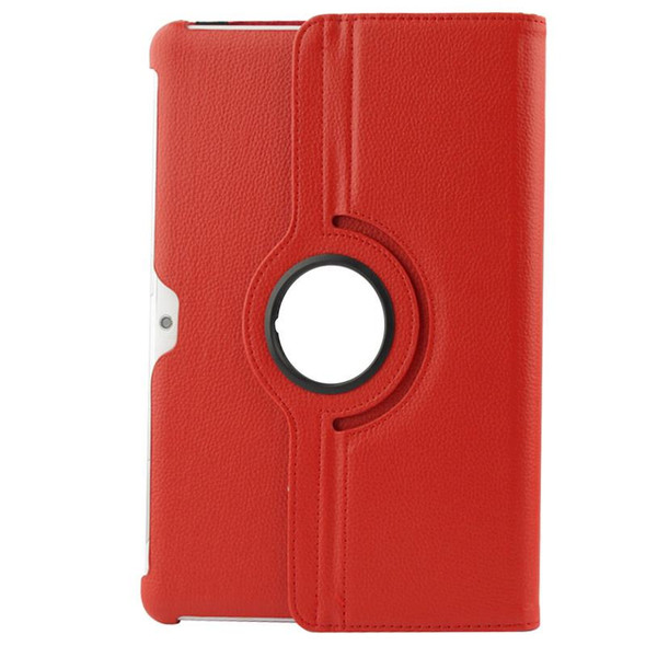 360 Degree Rotatable Litchi Texture Leatherette Case with Holder for Galaxy Tab 2 (10.1) / P5100(Red)