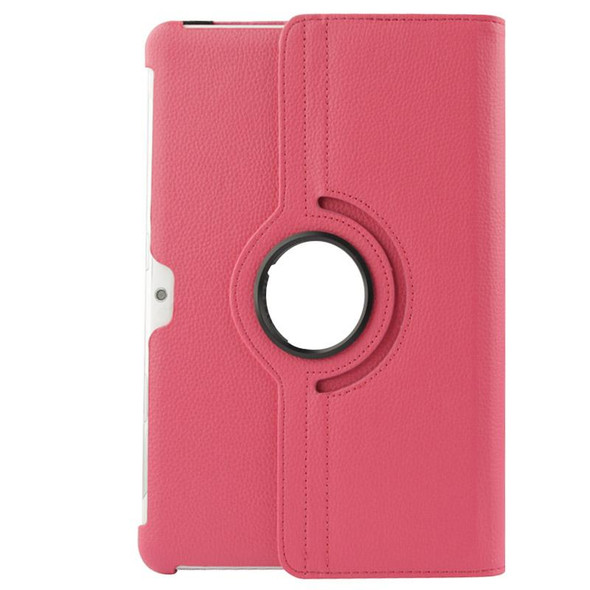 360 Degree Rotatable Litchi Texture Leatherette Case with Holder for Galaxy Tab 2 (10.1) / P5100(Magenta)