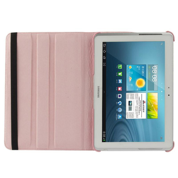 360 Degree Rotatable Litchi Texture Leatherette Case with Holder for Galaxy Tab 2 (10.1) / P5100(Pink)