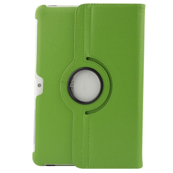 360 Degree Rotatable Litchi Texture Leatherette Case with Holder for Galaxy Tab 2 (10.1) / P5100(Green)