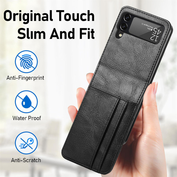 Samsung Galaxy Z Flip4 5G Vertical Flip Card Slot Leather Phone Case(Black)
