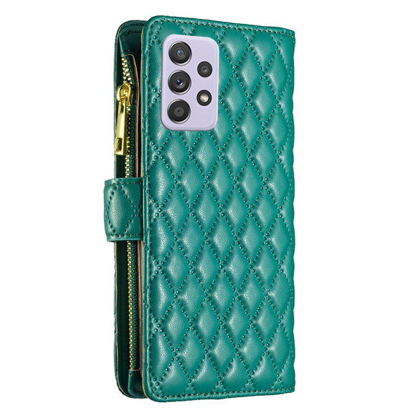 Samsung Galaxy A52 4G / 5G / A52S 5G Diamond Lattice Zipper Wallet Leather Flip Phone Case(Green)