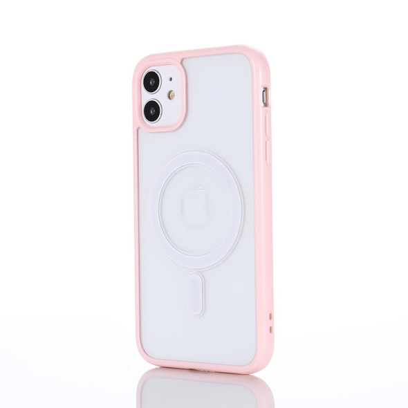 2 in 1 Colorful Frame Transparent Magnetic Phone Case - iPhone 14 Pro(Pink)