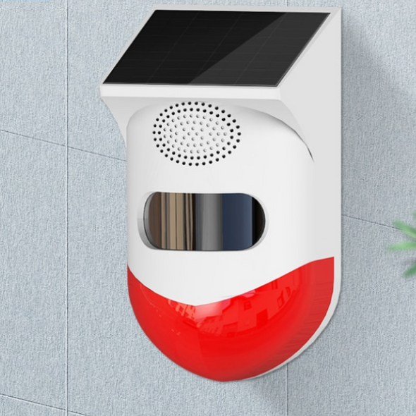 Solar-Powered Outdoor Light & Siren Alarm with Remote Control