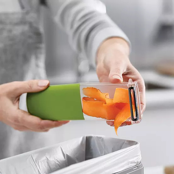 Mess-Free Waste Collecting Vegetable Peeler with Transparent Cover