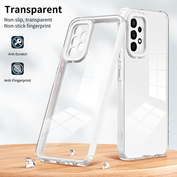 Samsung Galaxy A52 5G / 4G 3 in 1 Clear TPU Color PC Frame Phone Case(White)