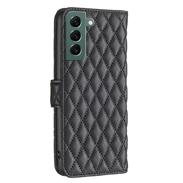 Samsung Galaxy S22 Plus 5G Diamond Lattice Wallet Leather Flip Phone Case(Black)