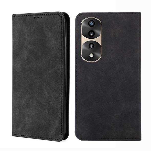 Honor 70 Pro/70 Pro+ Skin Feel Magnetic Horizontal Flip Leather Phone Case(Black)