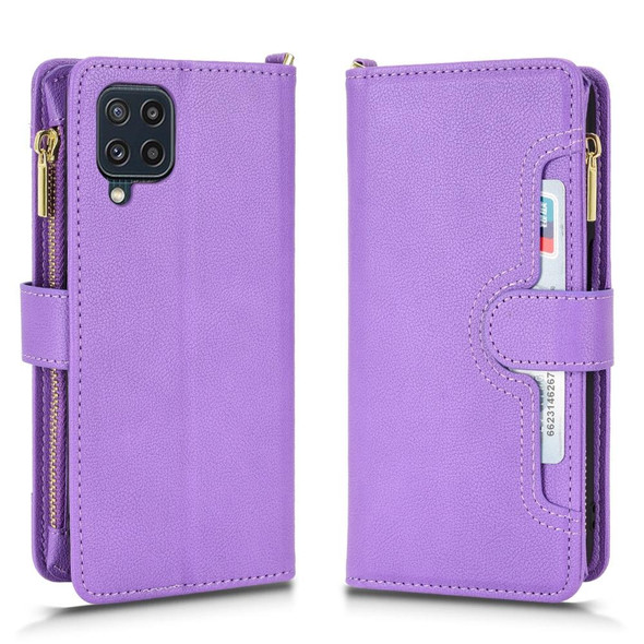 Samsung Galaxy M32 4G Litchi Texture Zipper Leather Phone Case(Purple)