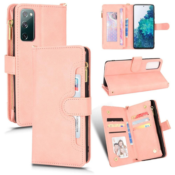 Samsung Galaxy S20 FE 5G / 4G Litchi Texture Zipper Leather Phone Case(Pink)