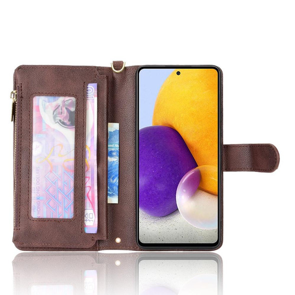 Samsung Galaxy A53 Litchi Texture Zipper Leather Phone Case(Brown)