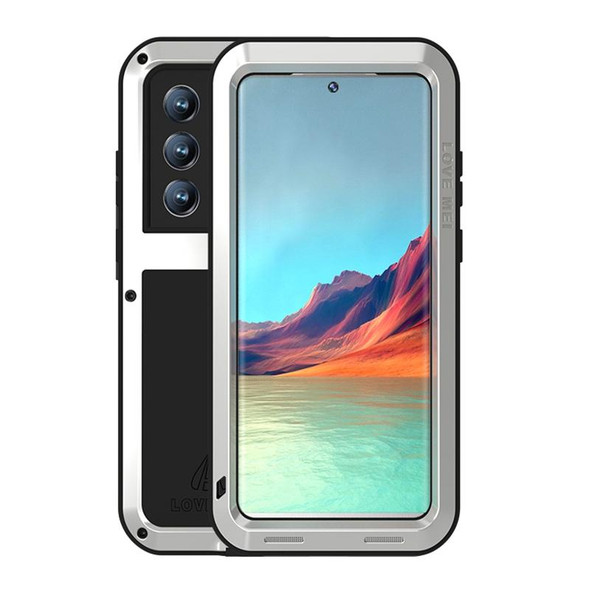 Samsung Galaxy S22 Ultra 5G LOVE MEI Metal Shockproof Waterproof Dustproof Protective Phone Case(Silver)